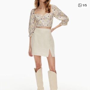 Aritzia Wilfred Patio Linen Mini Skirt